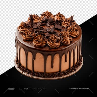 Chocolate Drip Celebration Cake PNG Transparent Background