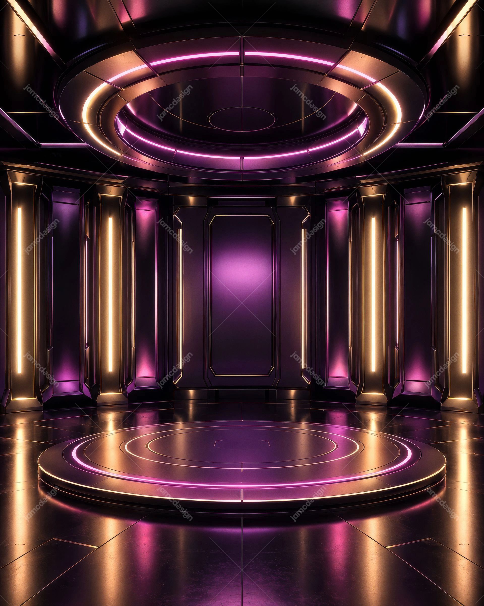 Pink Gold Luxury Futuristic Neon Stage Background