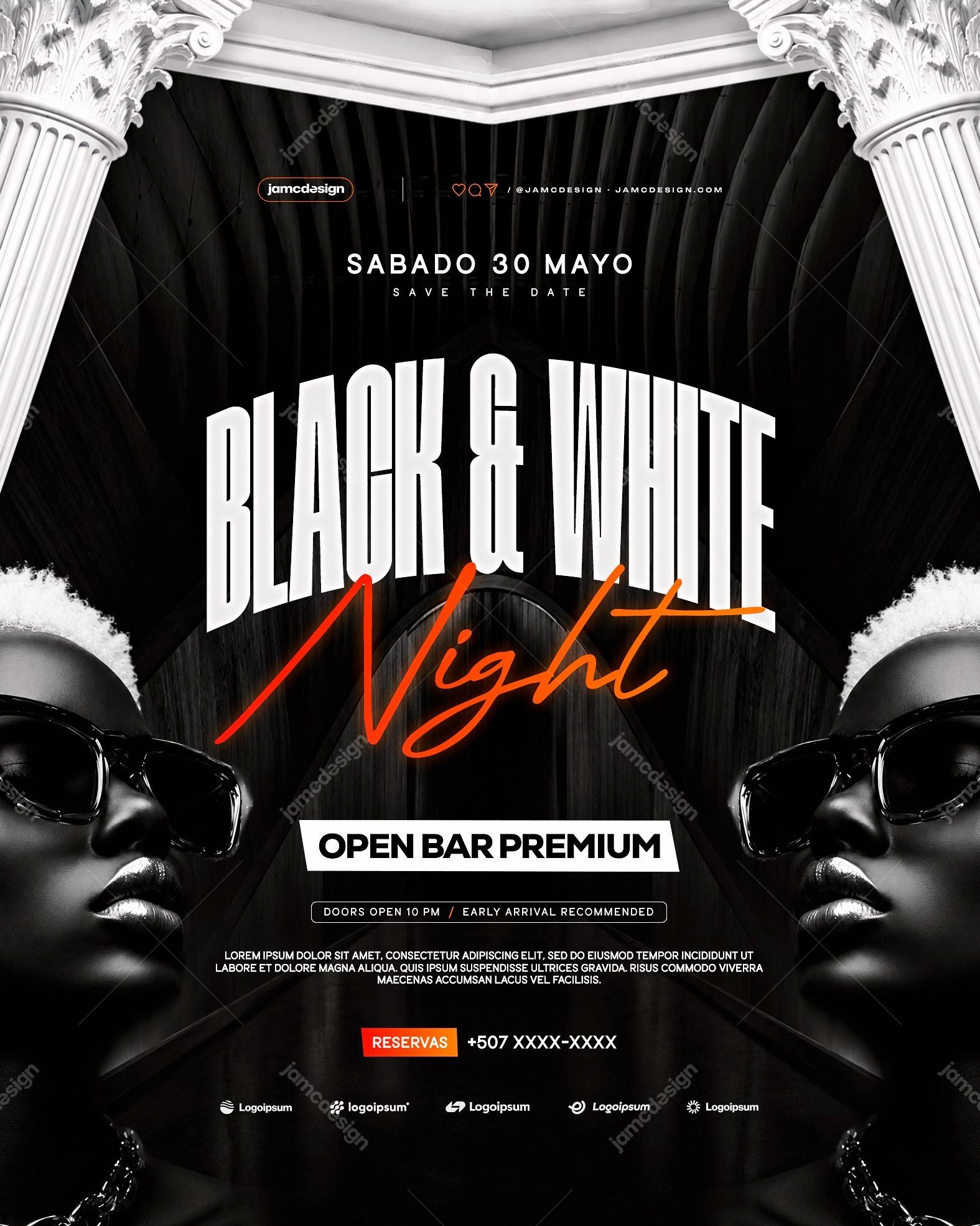 Black & White Night Flyer Template PSD Editable