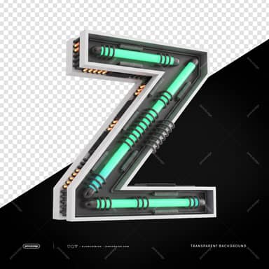 3D Futuriste Industriel Néon Lettre Z PNG Fond Transparent
