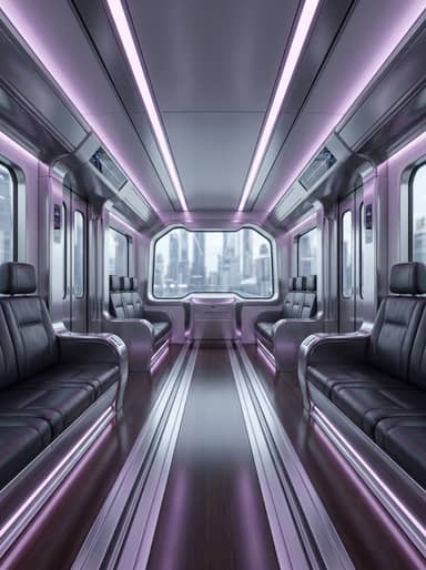 Luxury Maglev Train Interior Futuristic Background