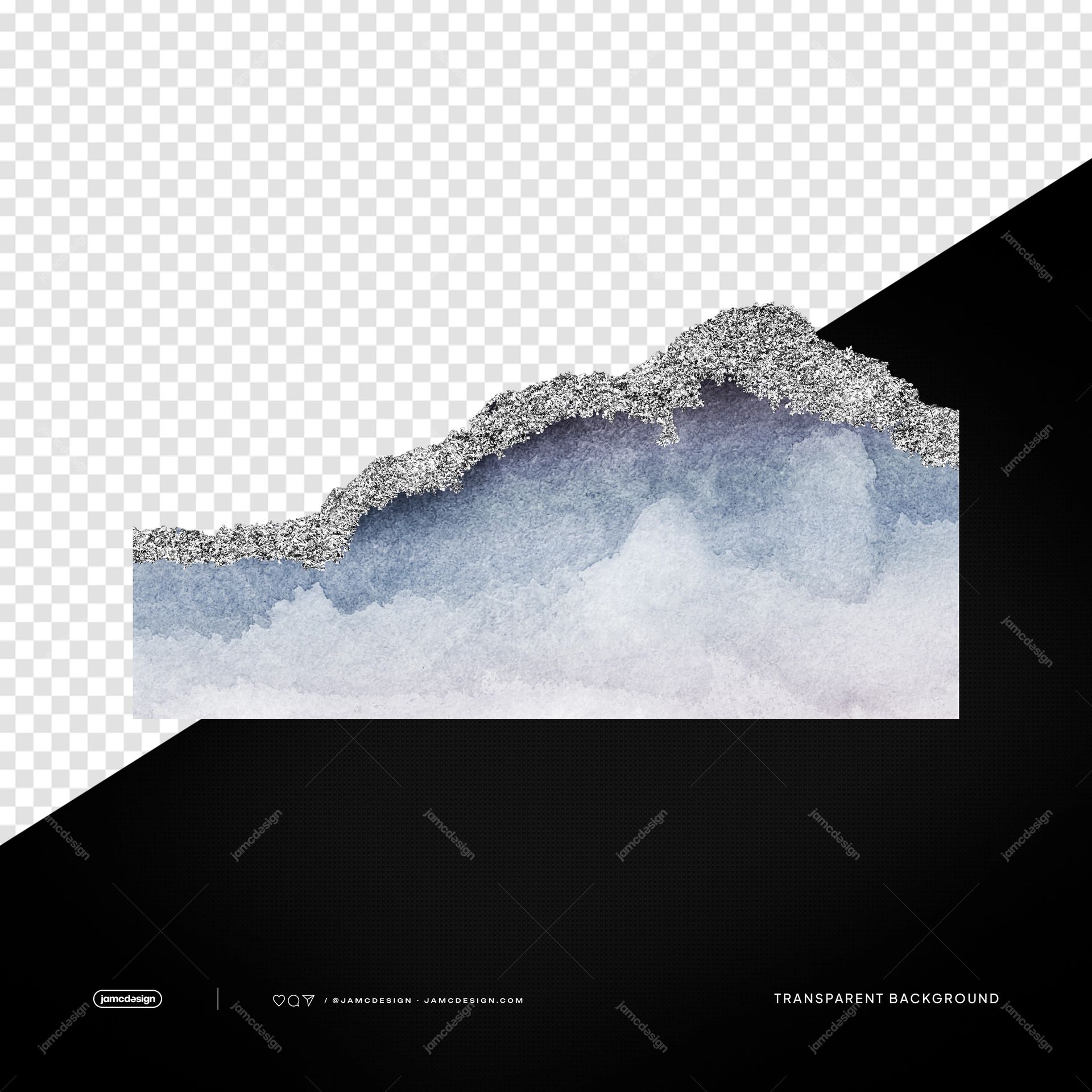 Gray Blue Torn Paper Edge Watercolor Rough Texture PNG Transparent. Gray blue torn paper edge supplied as a PNG transparent object