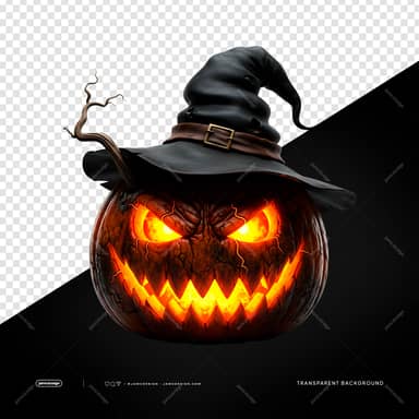 Witch Hat Jack O Lantern Pumpkin Glowing Object PNG Transparent