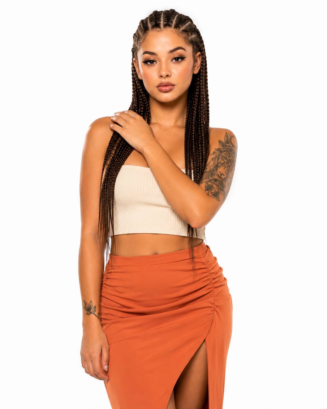 Stylish Female Model Studio Portrait