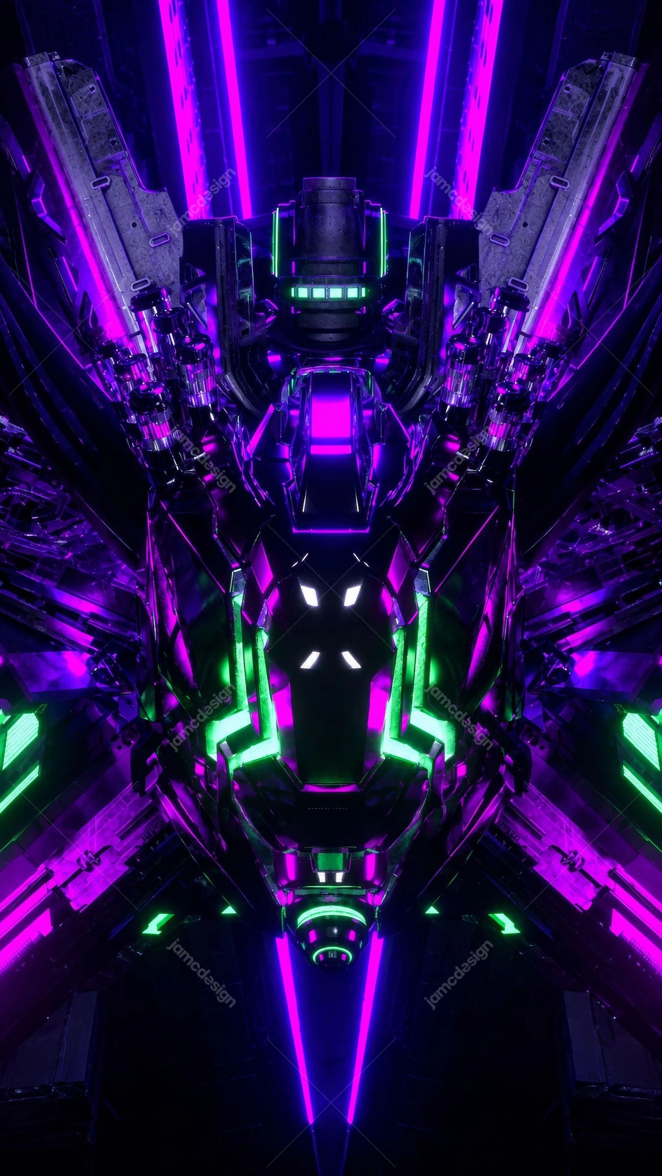 Neon Cyberpunk Mech Core Background