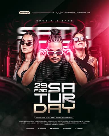 Saturday Night Social Media Flyer Design Template PSD Editable