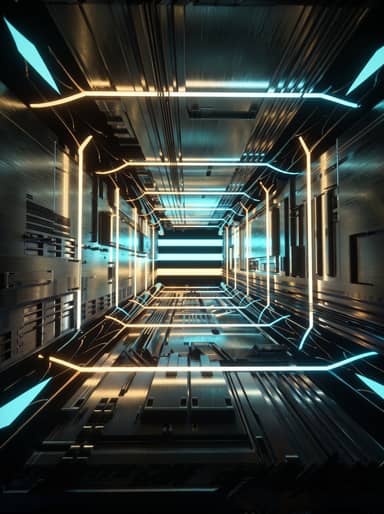 Futuristic Neon Corridor Sci Fi Background