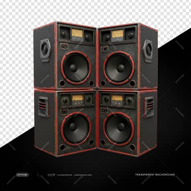 Black And Red Four Speaker Wall Stack PNG Transparent