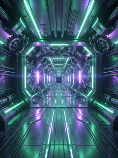 Futuristic Metallic Laboratory Hall Background