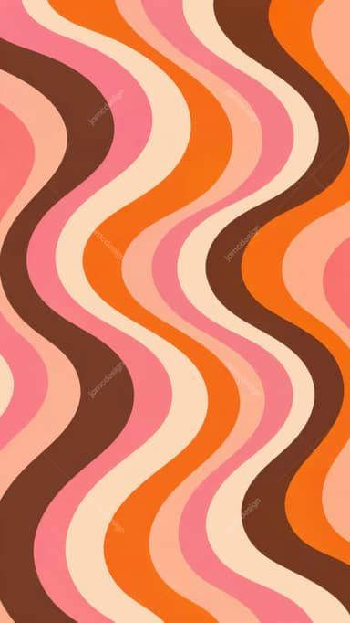 Retro Wavy Orange Pink Abstract Pattern