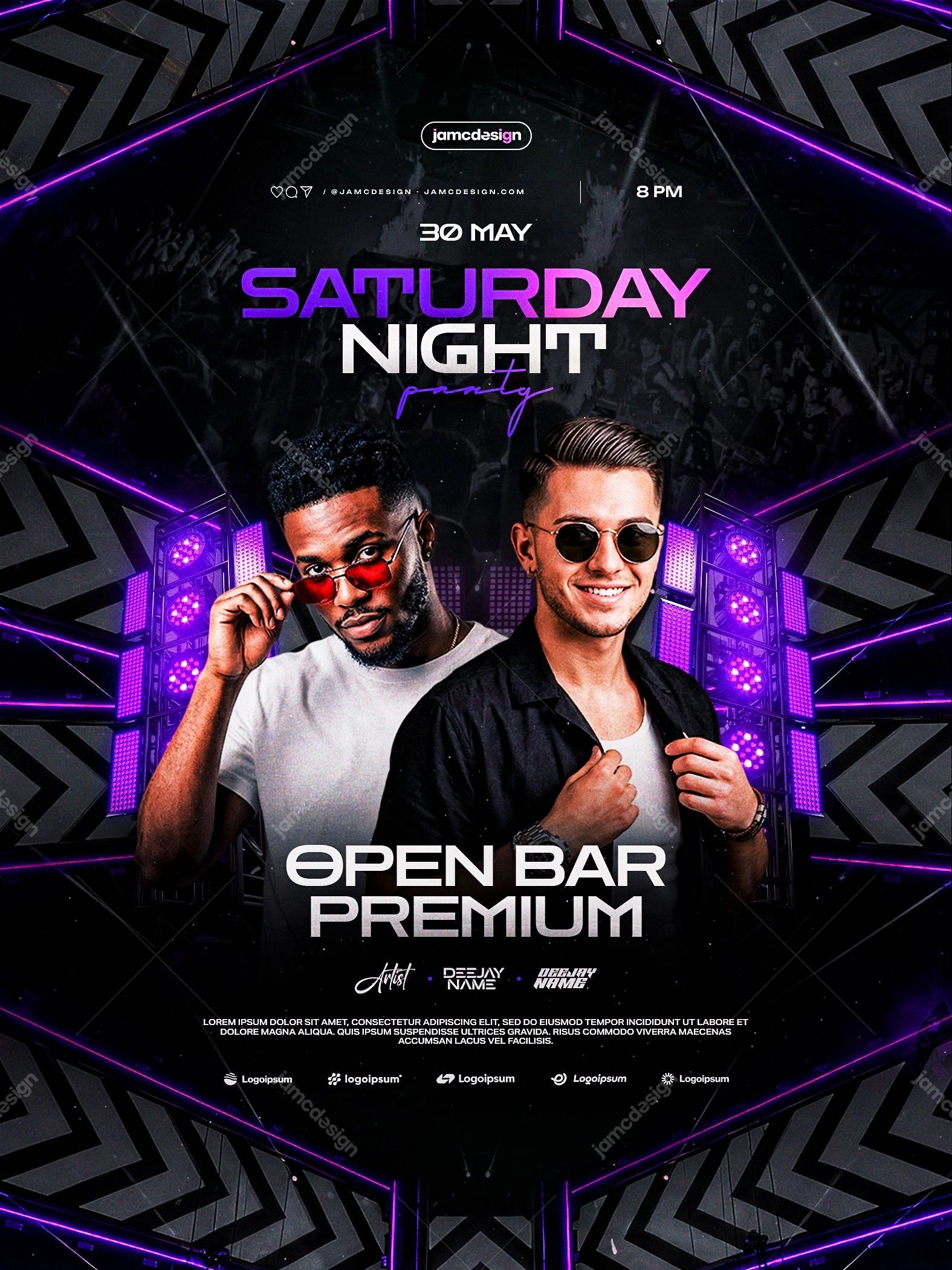 Saturday Night Flyer Template PSD Editable