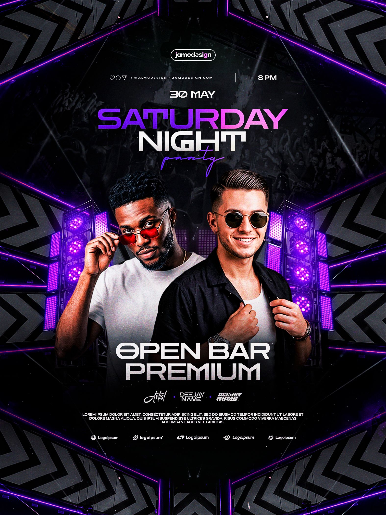 Saturday Night Flyer Template PSD Editable