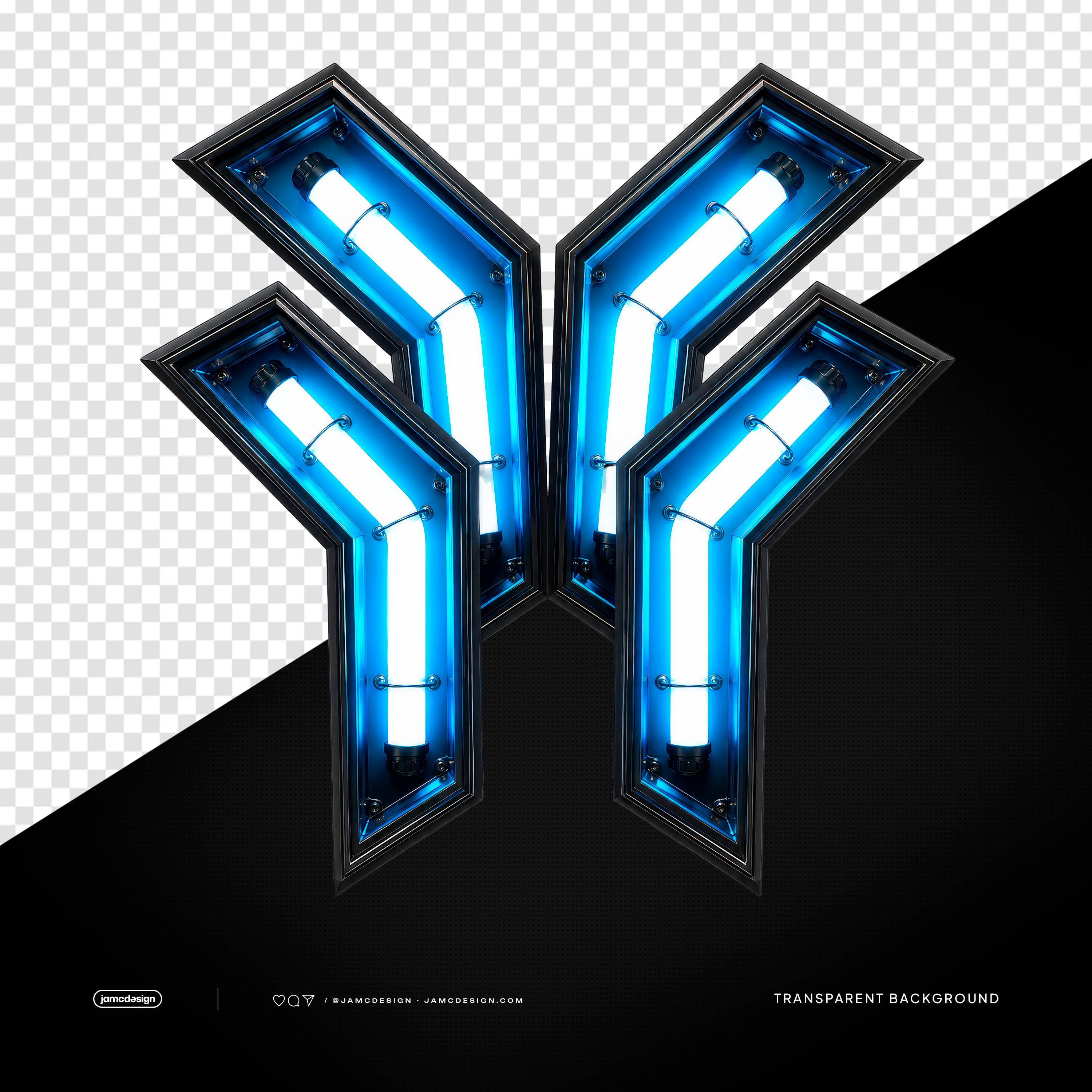 Futuristic Blue LED Neon Lights PNG Transparent Background
