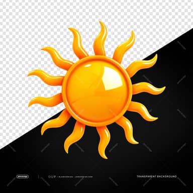 3D Glossy Sun Icon PNG Transparent Background