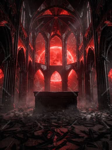 Red Moon Gothic Cathedral Interior Dark Cathedral Interior JPG