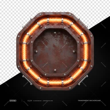 Orange Led Octagonal Light Ring Amber Metal Frame PNG Transparent