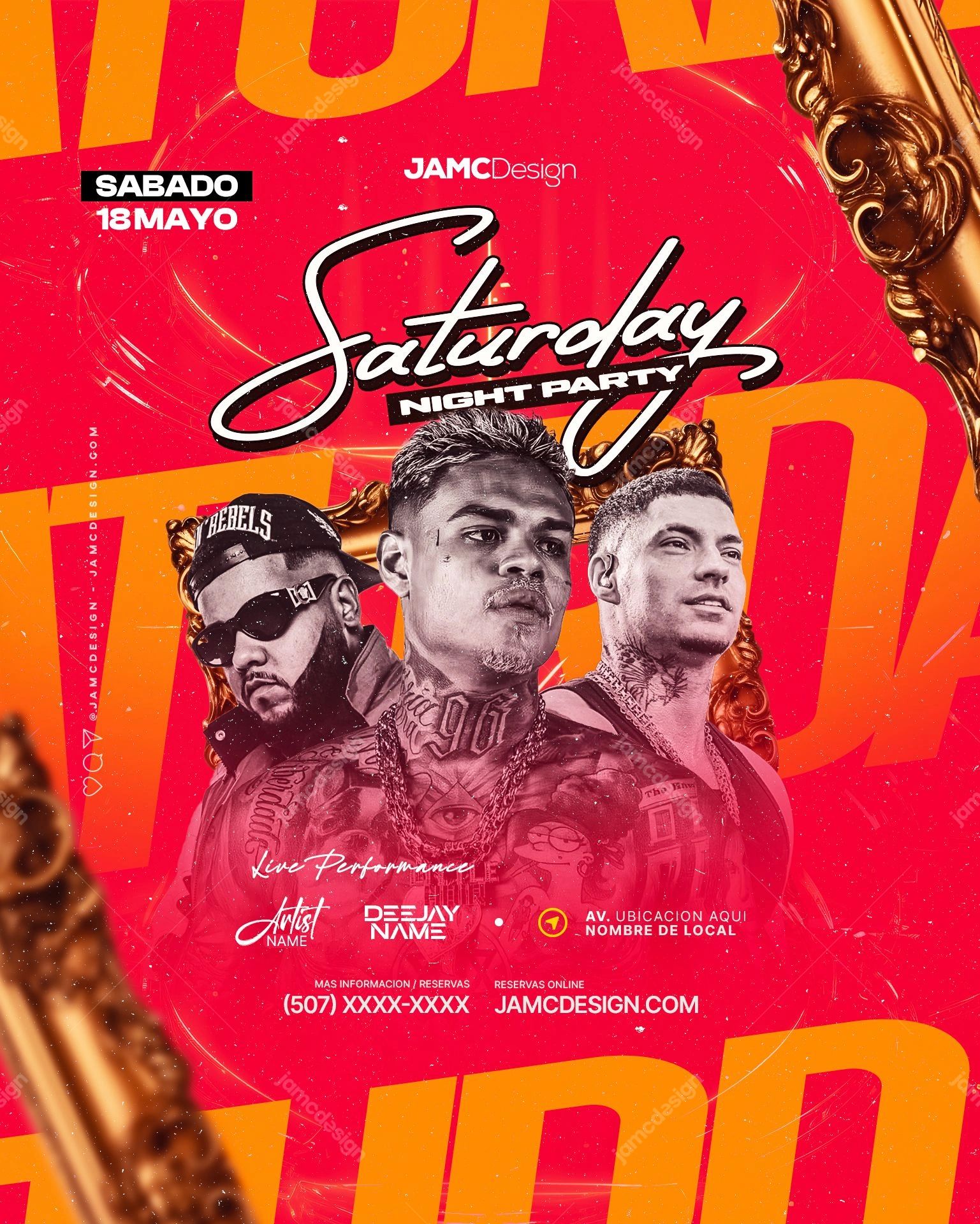 Saturday Night Party Flyer Template PSD
