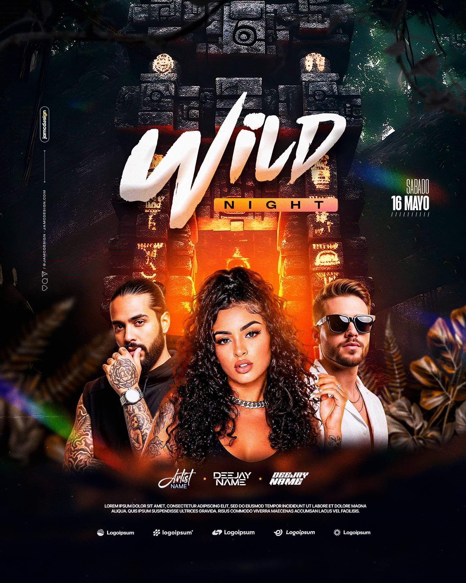 Wild Night Flyer Template PSD Editable