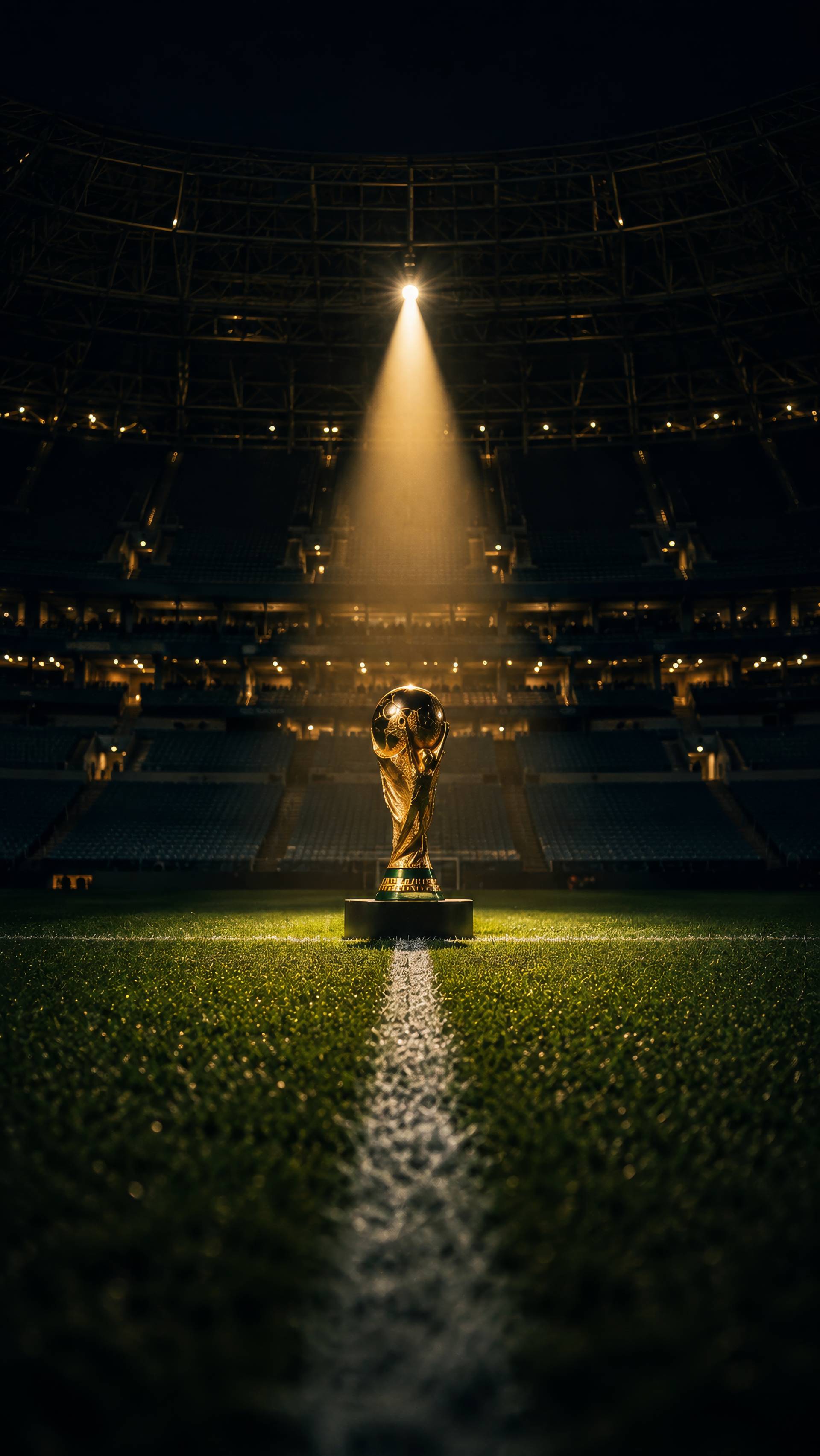 World Cup Trophy Stadium Spotlight Background