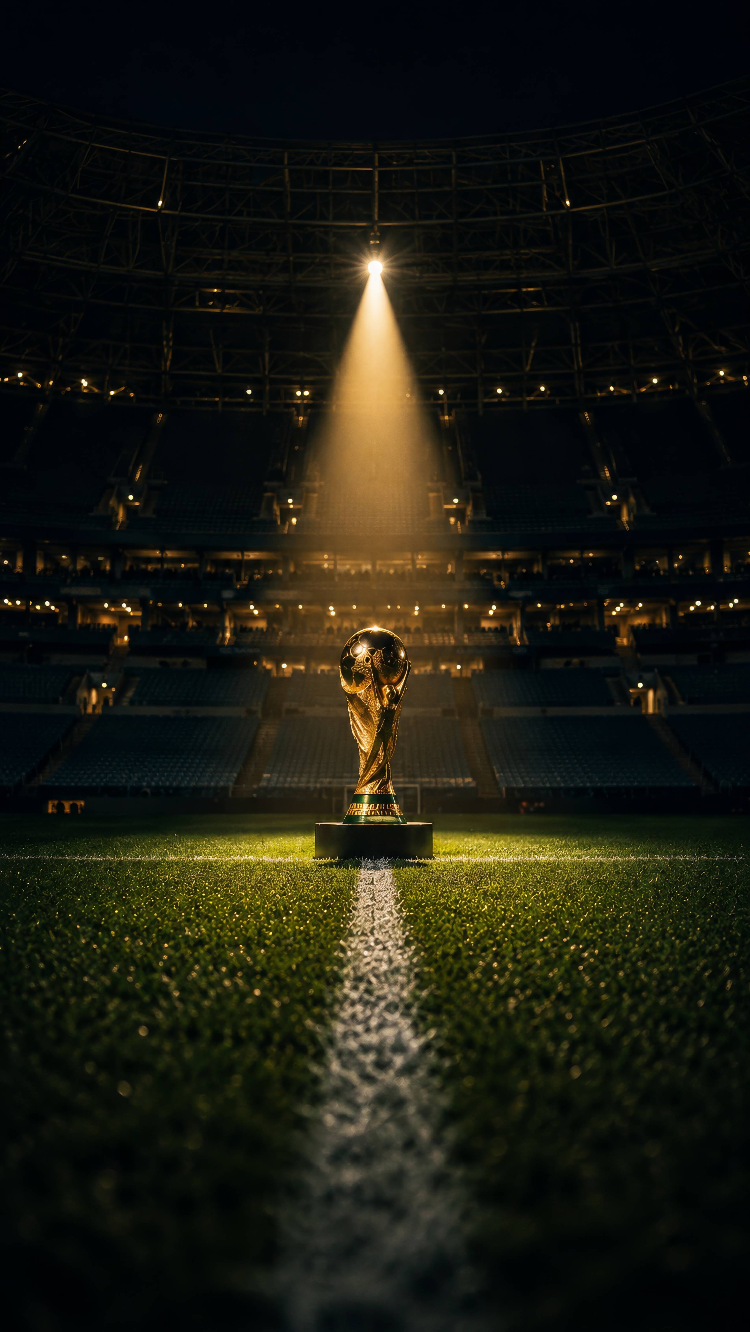 World Cup Trophy Stadium Spotlight Background