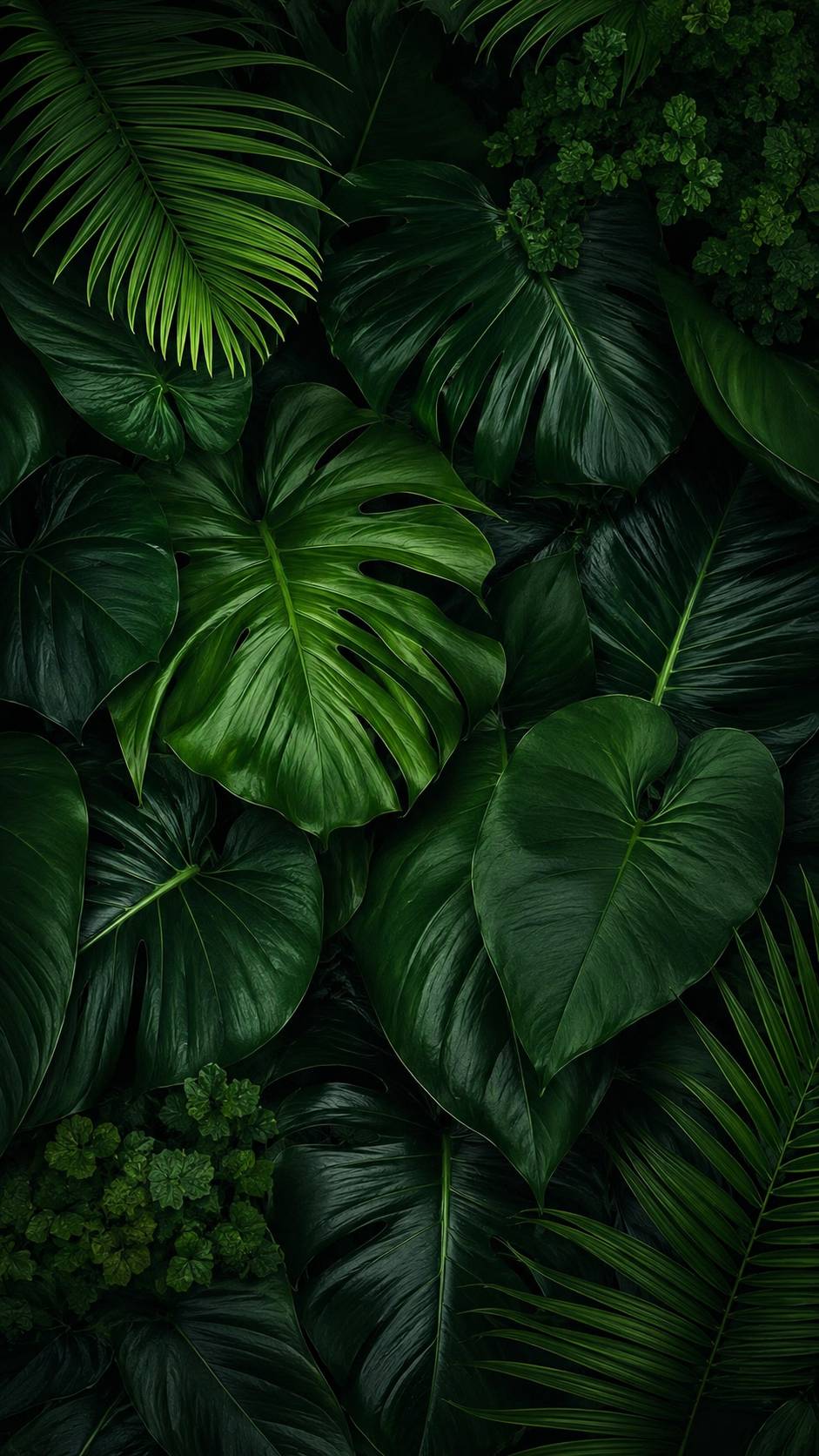 Dark Tropical Monstera Leaves Botanical Background