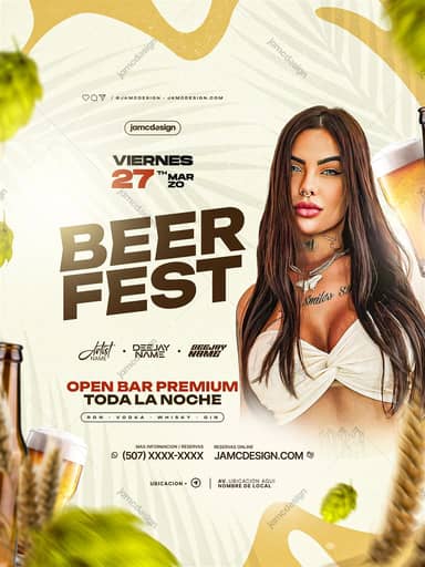 Modelo de Flyer Beer Fest PSD Editável
