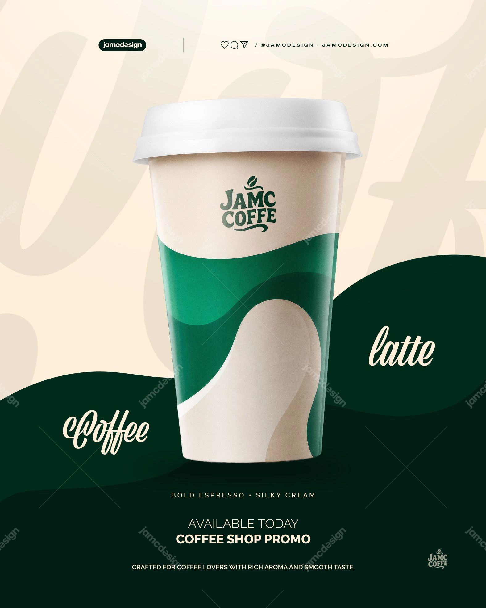 Coffee Latte Design Flyer Template PSD Editable