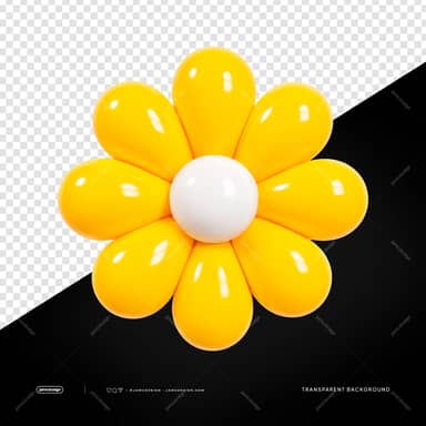 Glossy Yellow Daisy Balloon Isolated