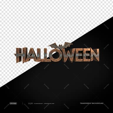 Halloween Text With Bat Wings Copper Gothic Lettering PNG Transparent