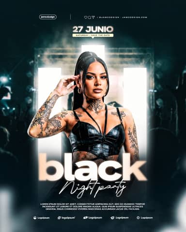 Black Night Flyer Template PSD Editable