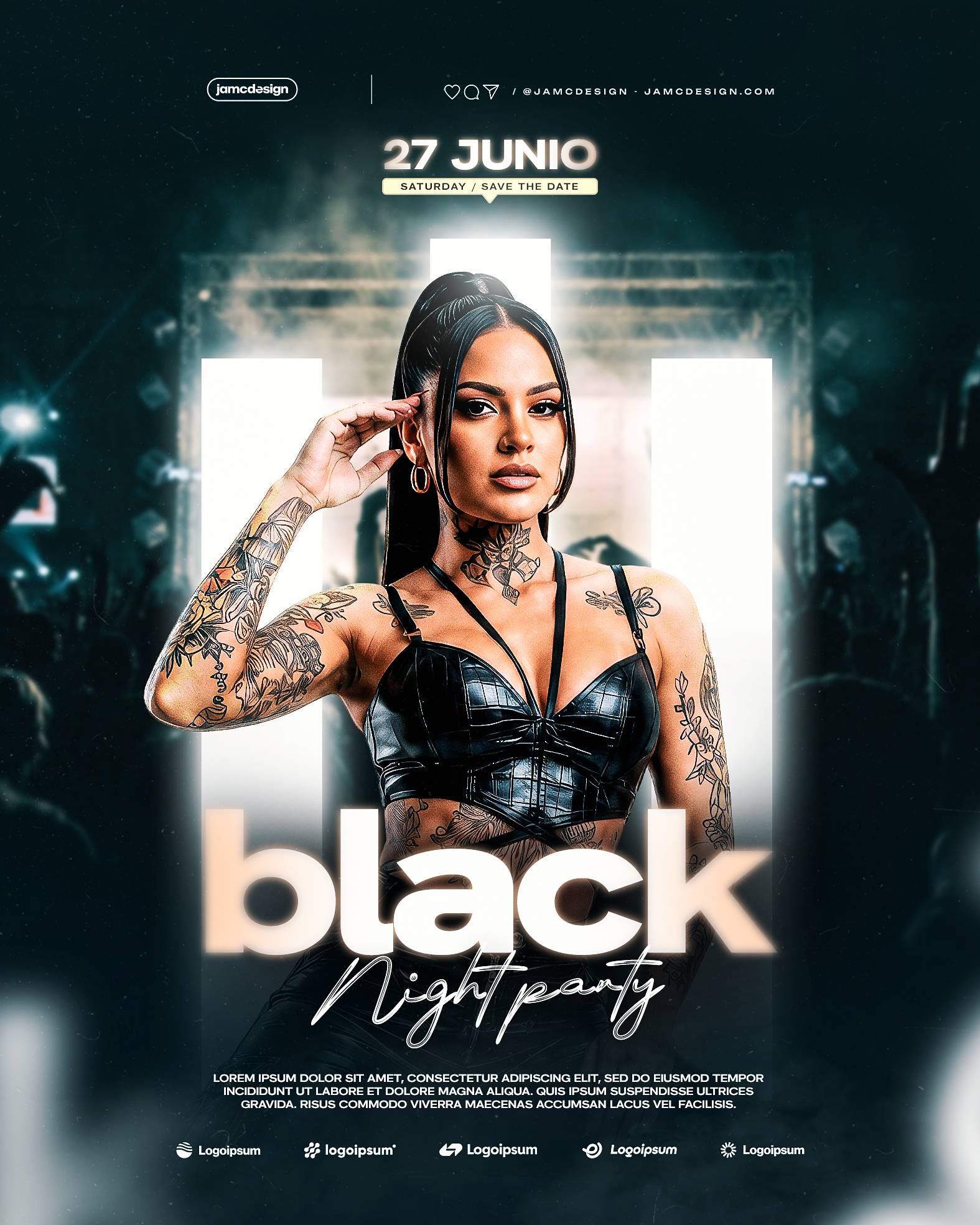Black Night Flyer Template PSD Editable
