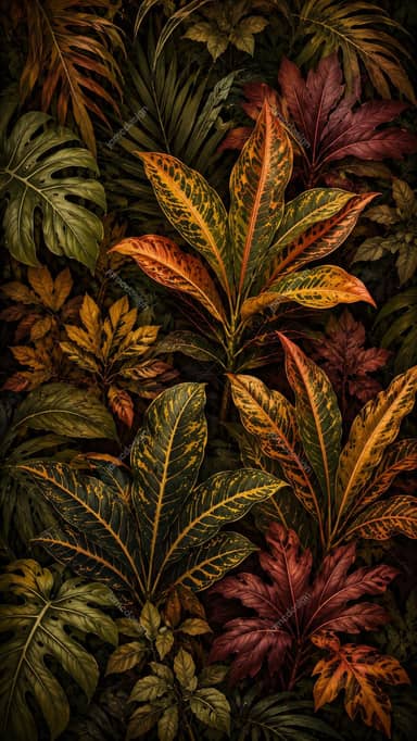 Feuilles de Croton Tropical D'automne Fond Botanique