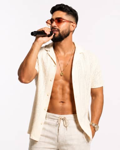 Male Singer Summer Outfit Studio Portrait