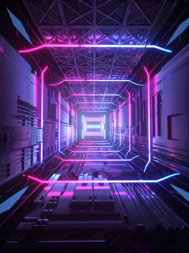 Cyberpunk Neon Tunnel Abstract Futuristic Background