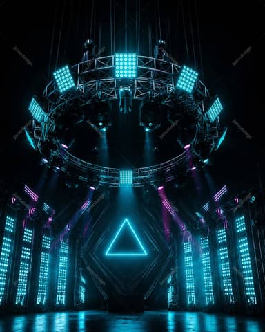 Fundo de Palco de Show Néon Ciano