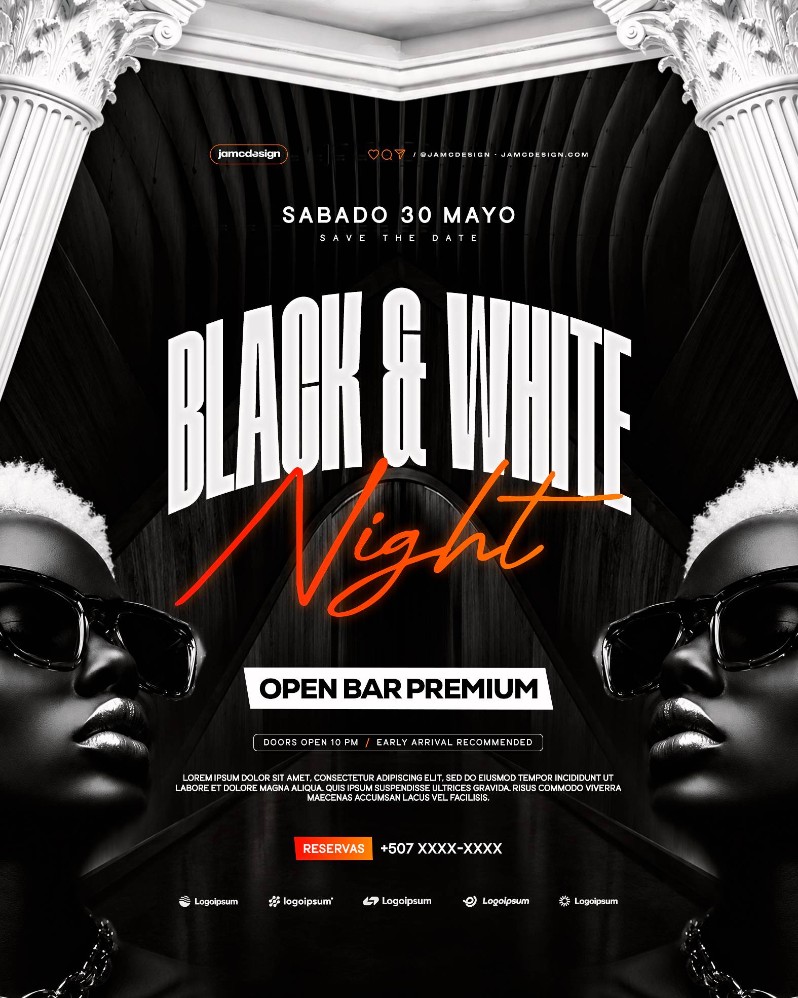 Black & White Night Flyer Template PSD Editable