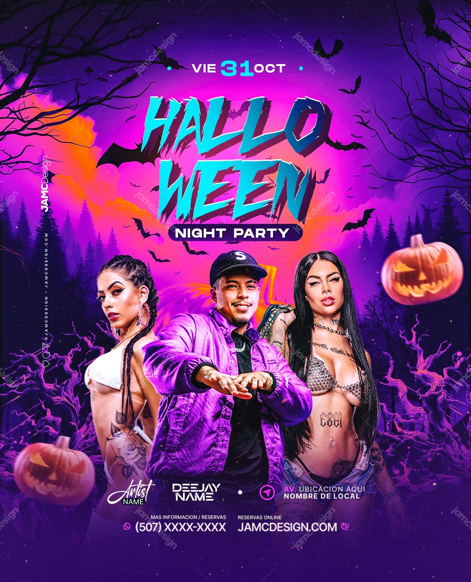 Halloween Night Party Flyer Template PSD