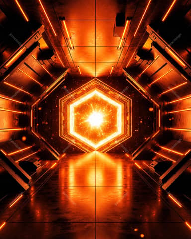 Couloir Sci-Fi Orange Futuriste Fond