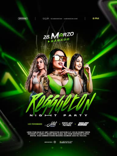 Reggaeton Night Flyer Template PSD Editable