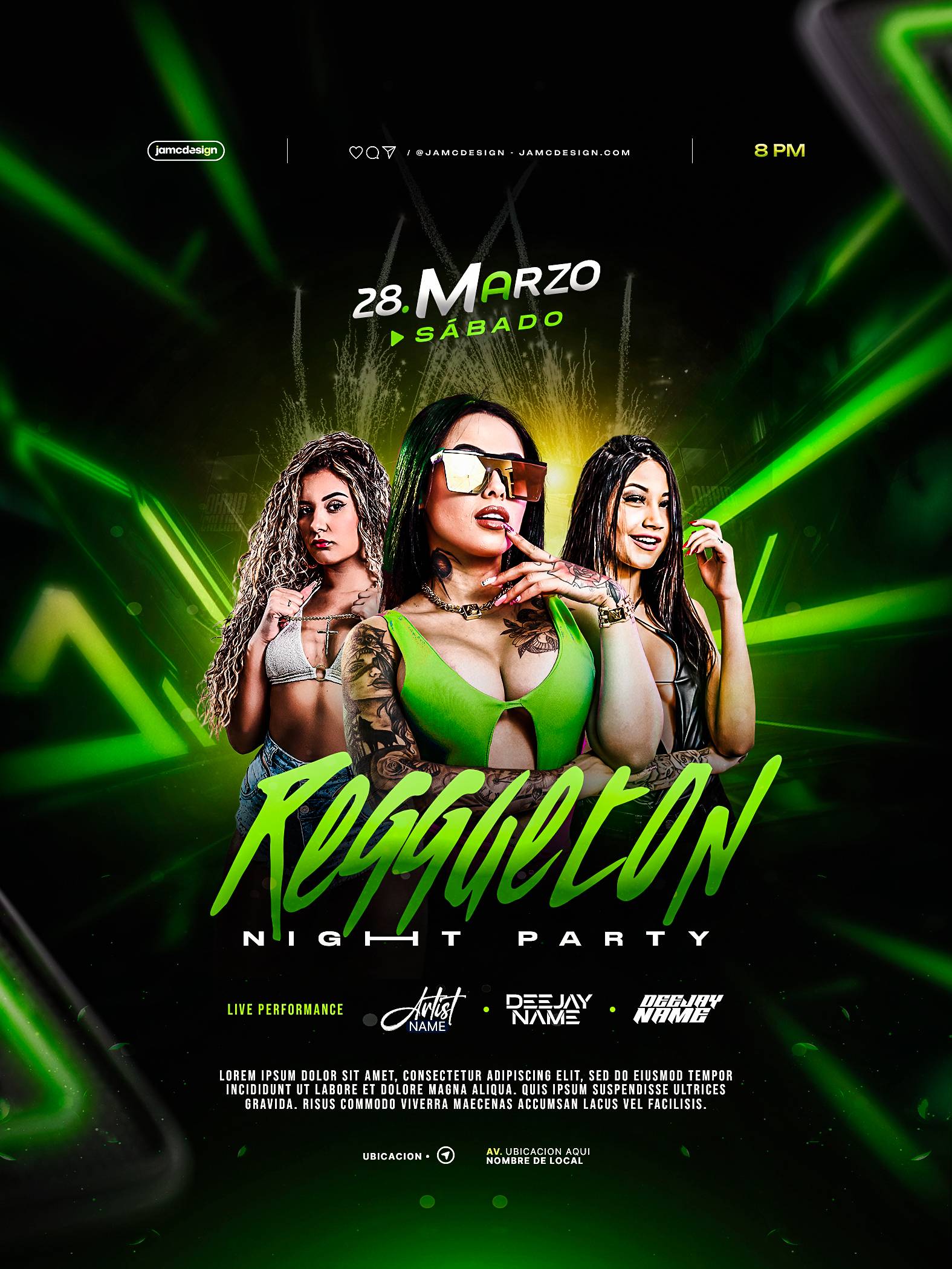 Reggaeton Night Flyer Template PSD Editable