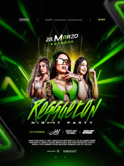 Reggaeton Night Flyer Template PSD Editable
