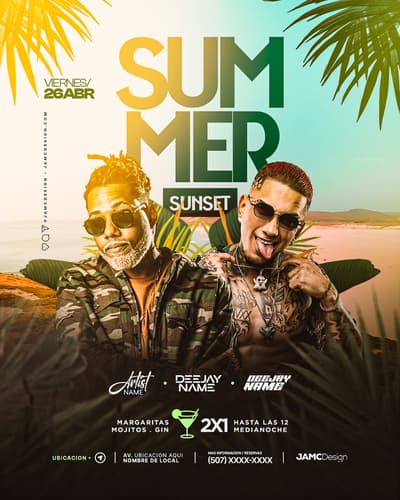 Summer Party Flyer Template PSD