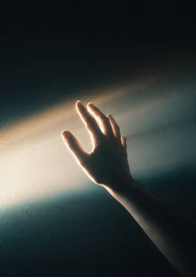 Hand Reaching Toward Light Worship Background