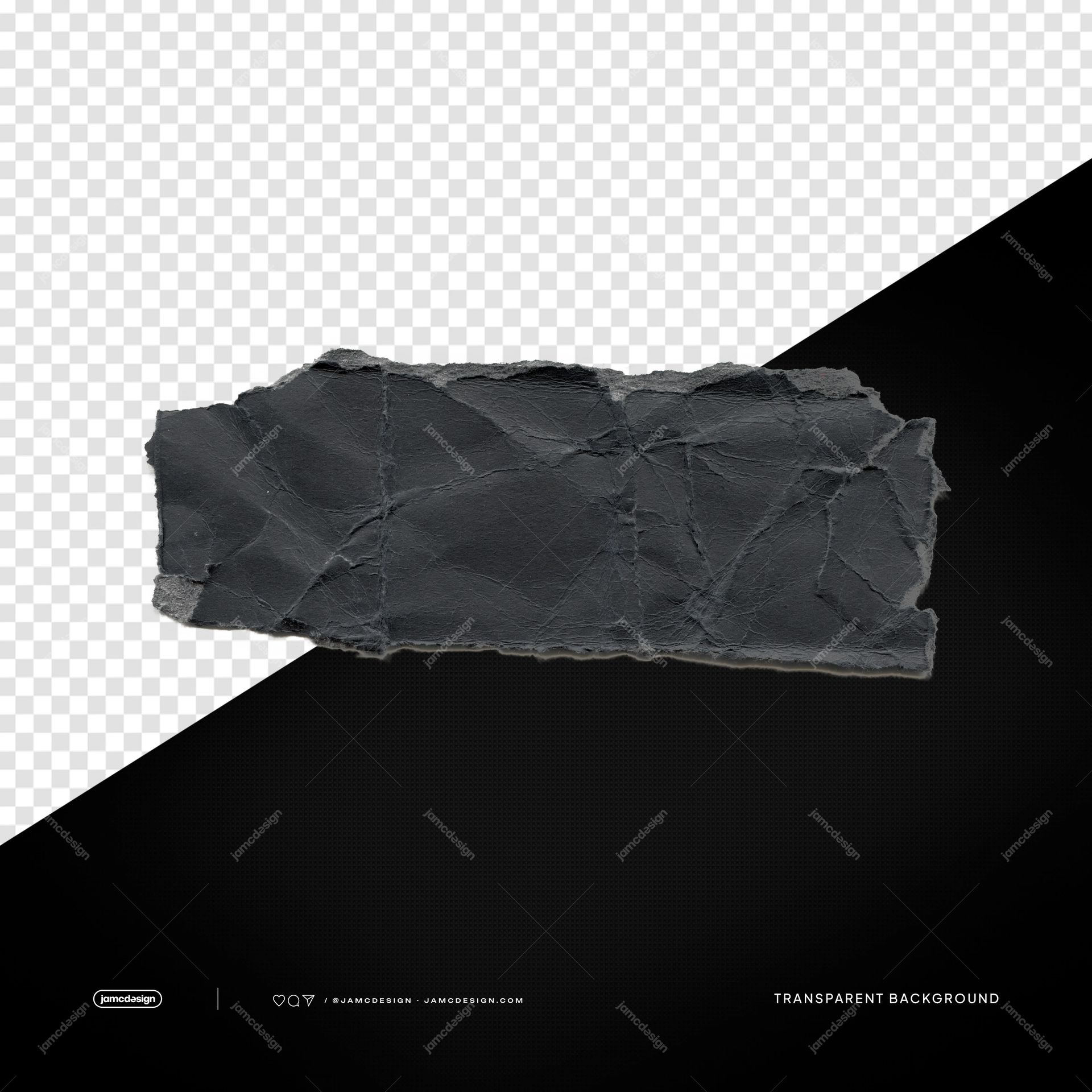 Dark Torn Paper Strip Charcoal Wrinkled Texture PNG Transparent. Dark torn paper strip supplied as a PNG transparent object