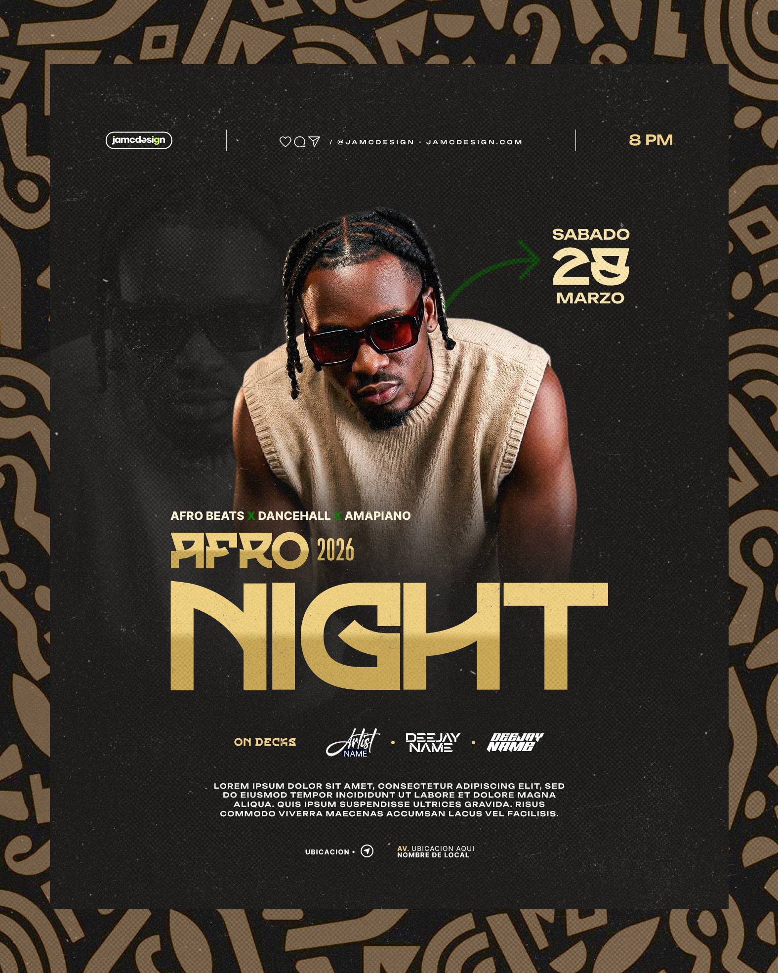 Afro Night Flyer Template PSD Editable