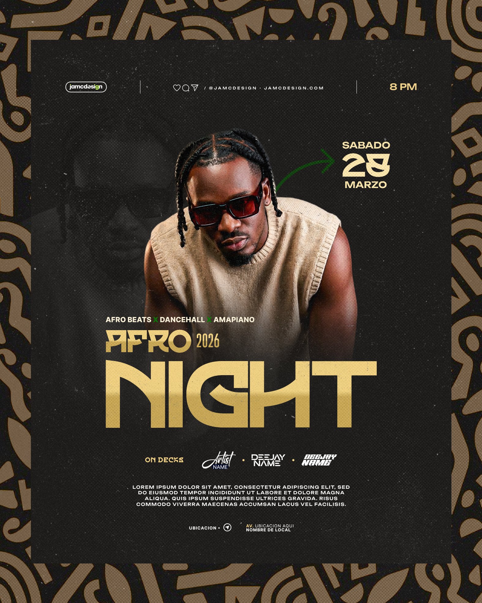 Afro Night Flyer Template PSD Editable