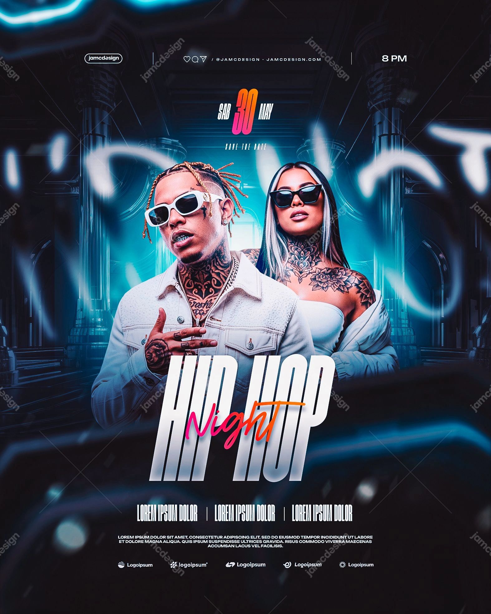 Hip Hop Night Flyer Template PSD Editable