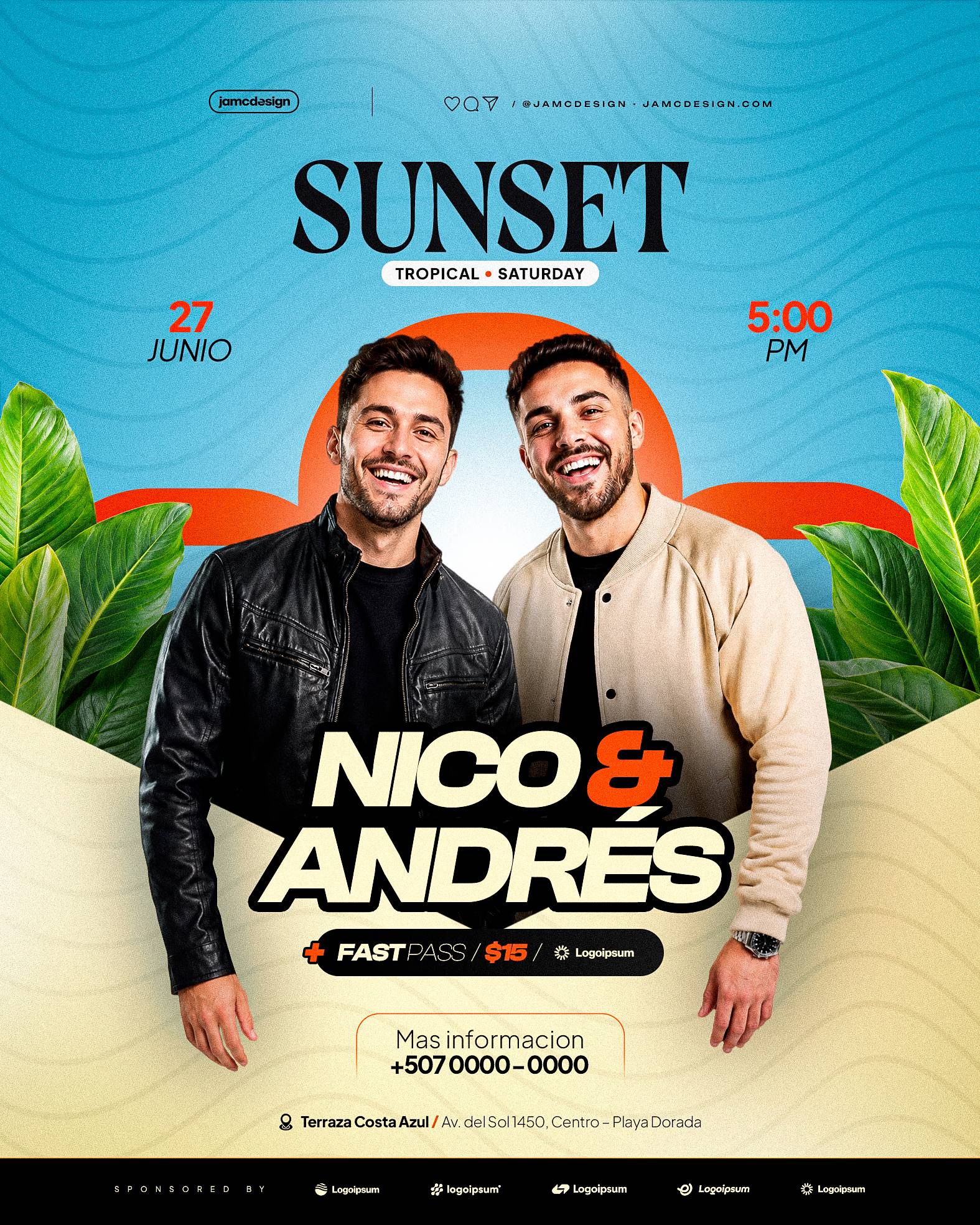 Sunset Tropical Flyer Template PSD Editable