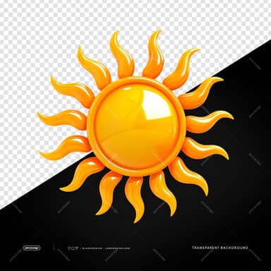 3D Stylized Sun Emblem PNG Transparent Background