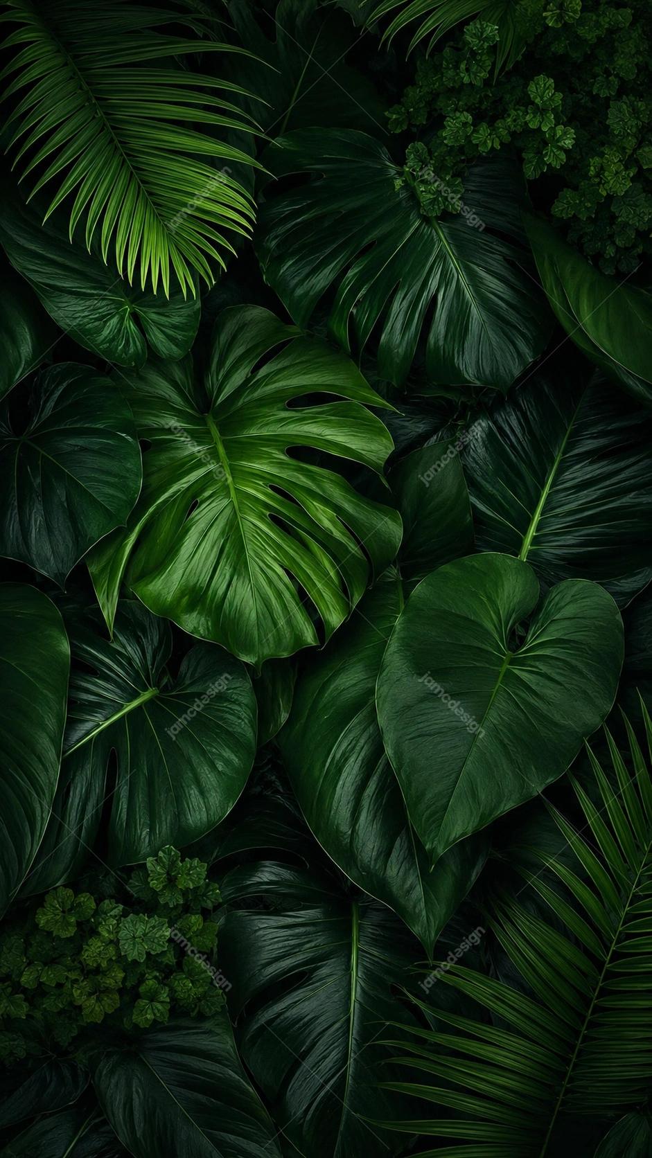 Dark Tropical Monstera Leaves Botanical Background